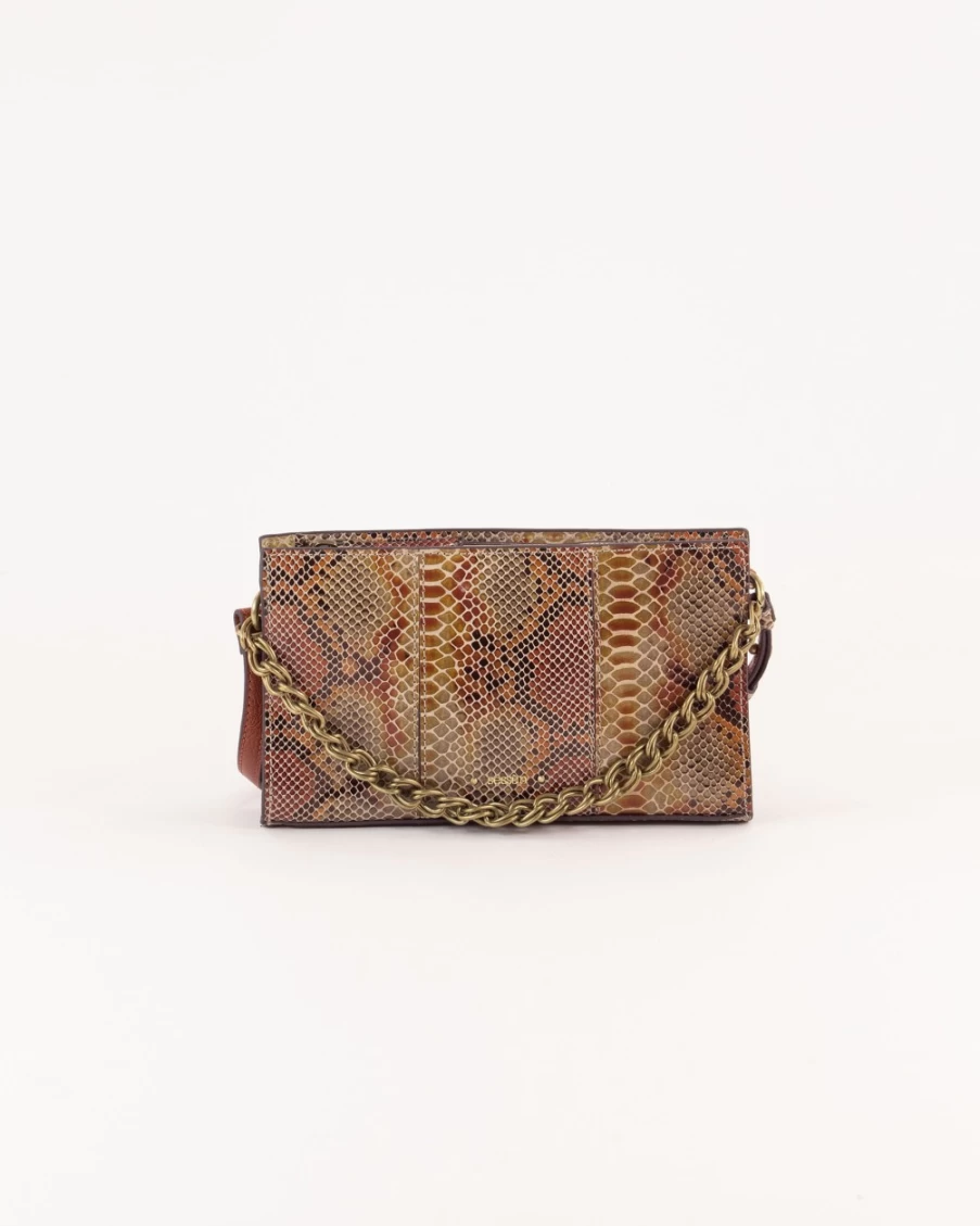 Sessun Women's Mini Farawa Bag in Tan Python - Stylish Leather Crossbody Purse